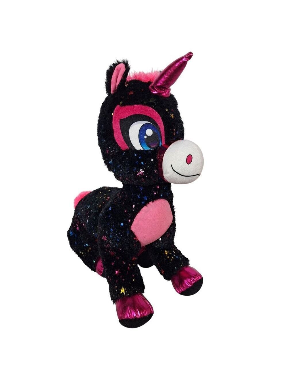 Classic Toy Co Black Pink Rainbow Unicorn Plush 17 Inch